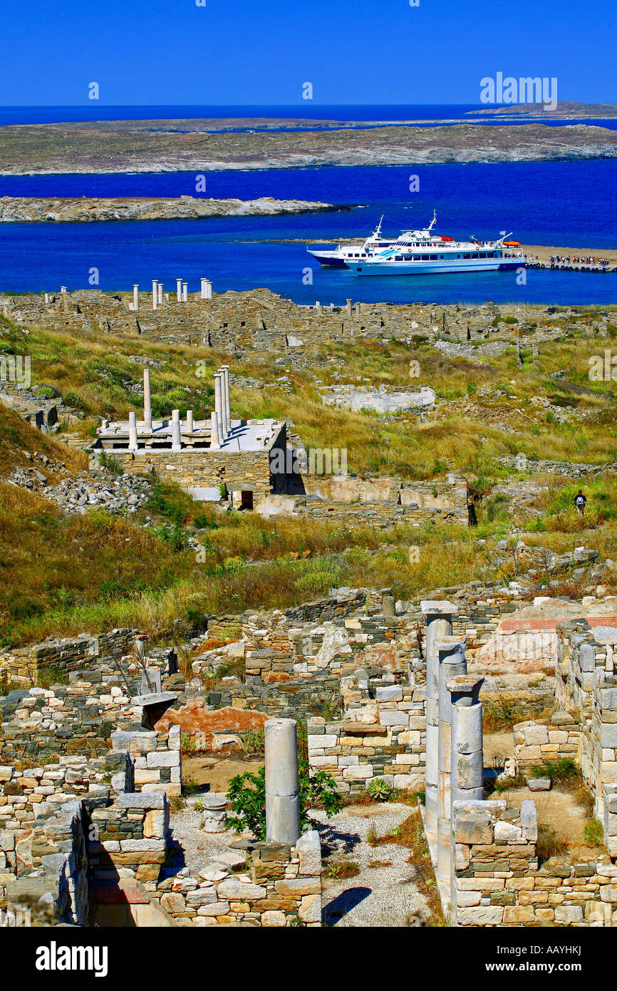 Archäologische Stätte von Delos Kykladen-Inseln Stockfoto