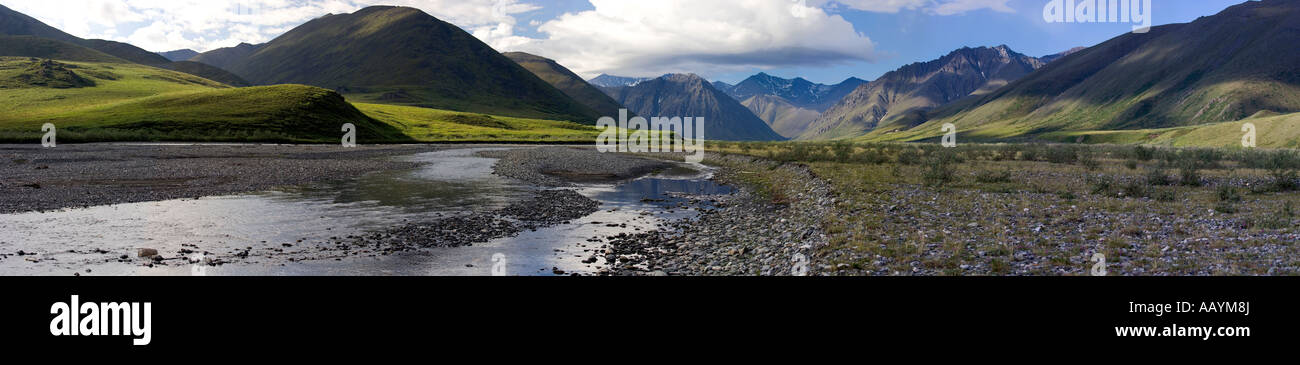 Arctic National Wildlife Refuge Panorama des Kongakut River Valley Stockfoto