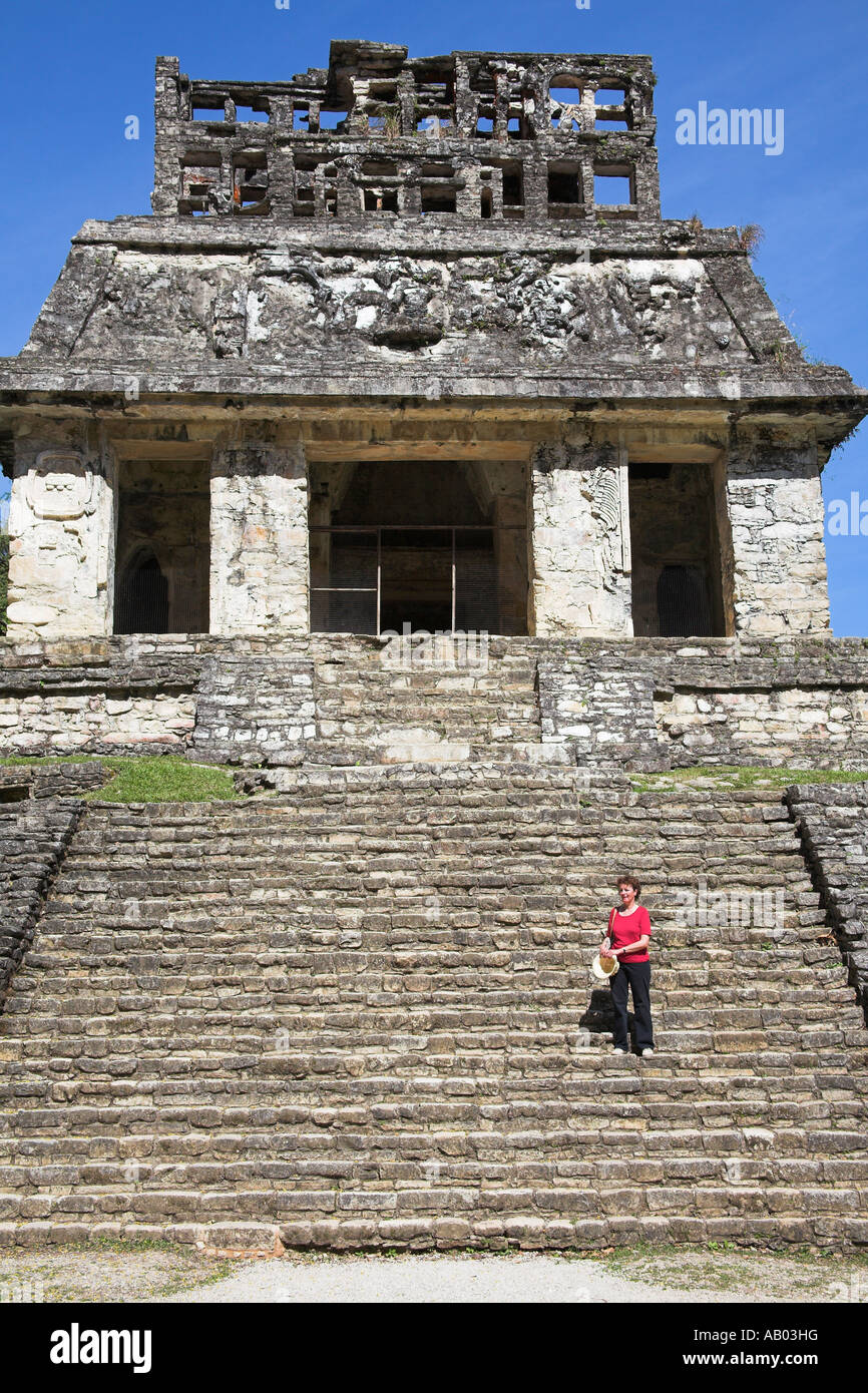 Templo del Sol, der Sonnentempel, archäologische Stätte Palenque, Palenque, Bundesstaat Chiapas, Mexico Stockfoto