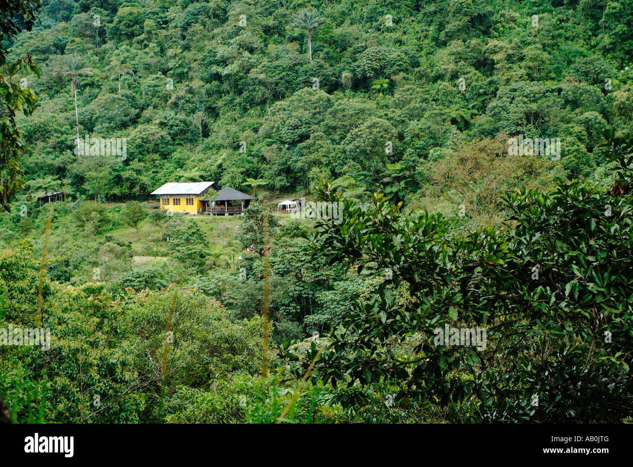 Haus am Rande des Mindo-Nambillo Nationalparks in Ecuador Stockfoto