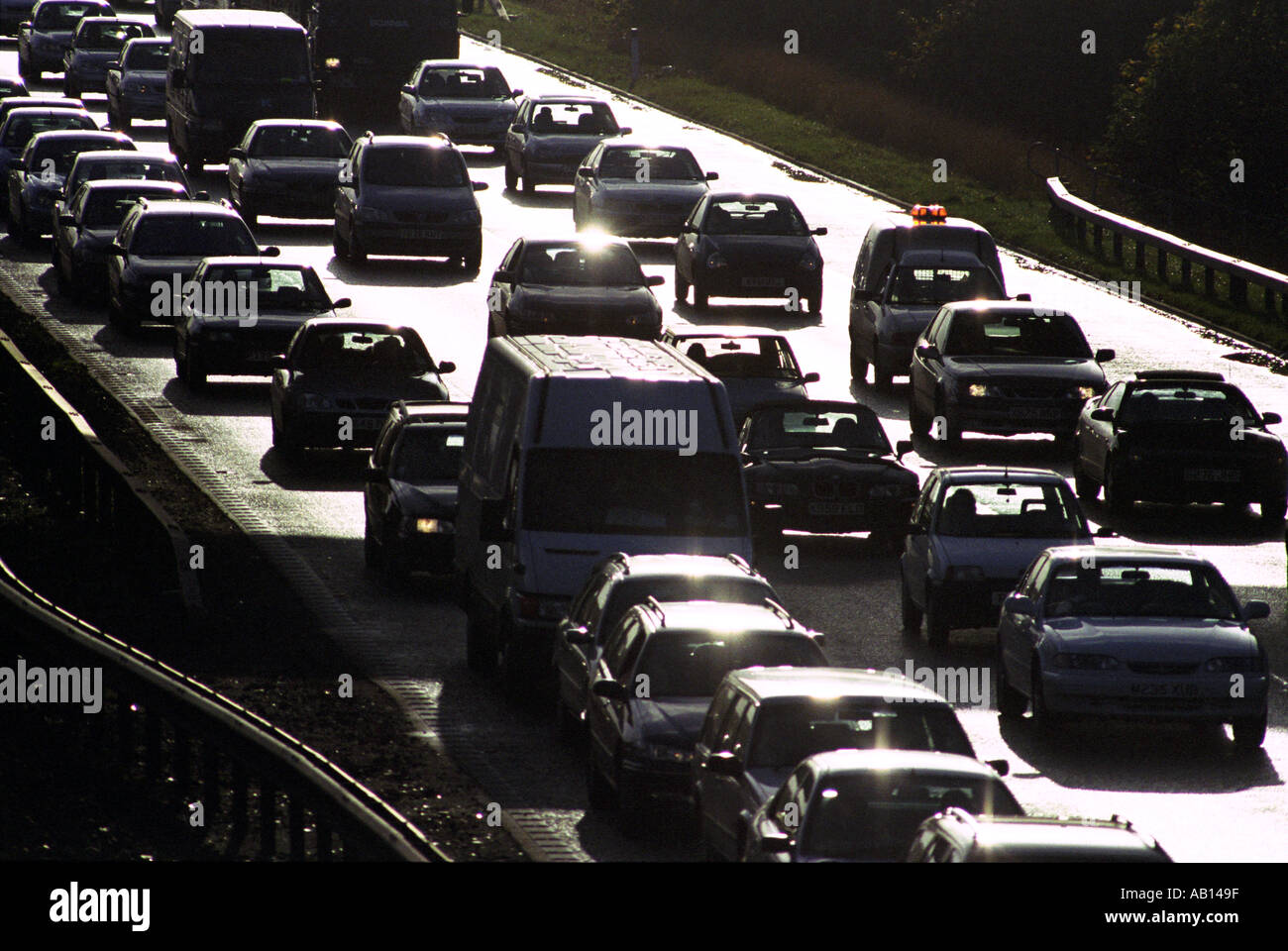 Ein Stau auf der Autobahn M42 in Solihull West Midlands UK Stockfoto