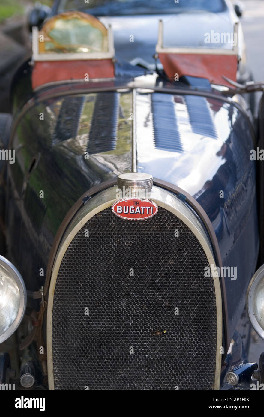 Name Abzeichen Bugatti Oldtimer Stockfoto