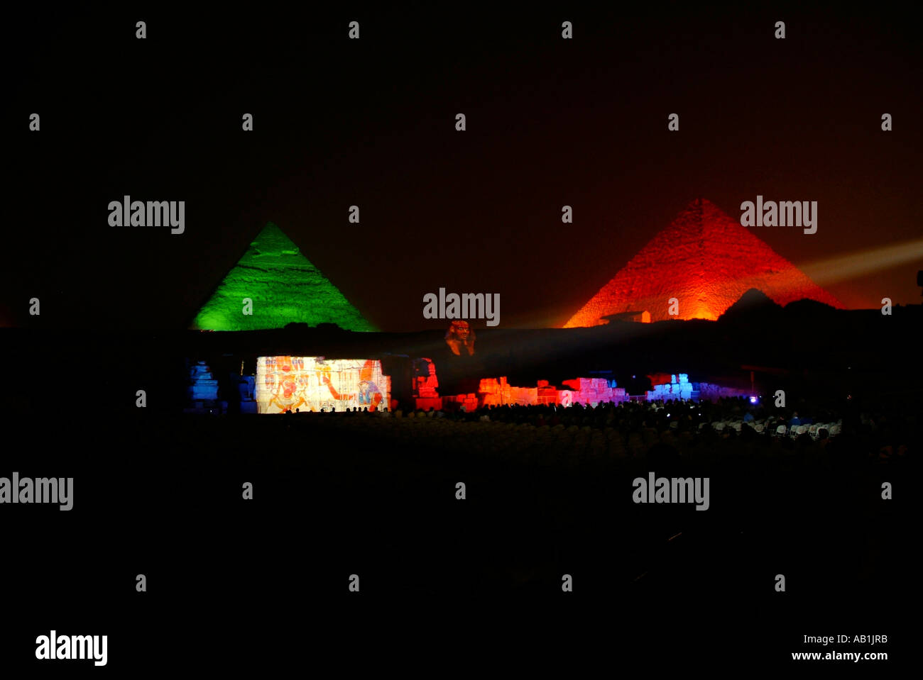 Pyramide, Lichtshow, Kairo, Ägypten Stockfoto