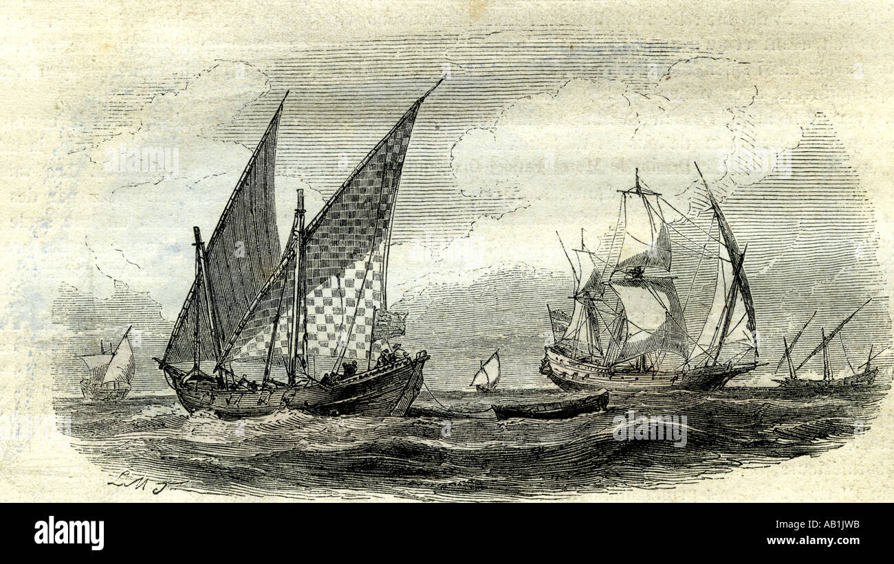 Mittelmeer-Schiffe 17. Jahrhundert Stockfoto