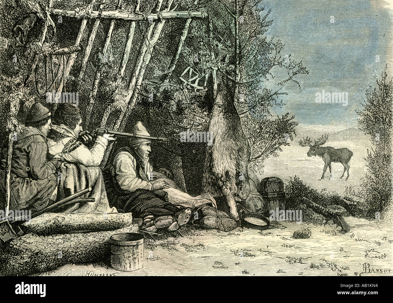 Karibu Jagd Chasse Deutschland 19. Jahrhundert Stockfoto