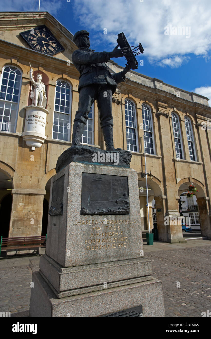 Statue von Charles Stewart Rolls in Monmouth, Süd-Wales, UK Stockfoto