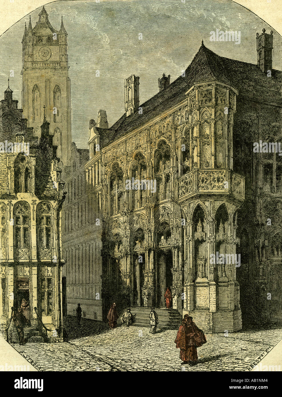 Gent-Gent Belgien 19. Jahrhundert Rathaus Stockfoto