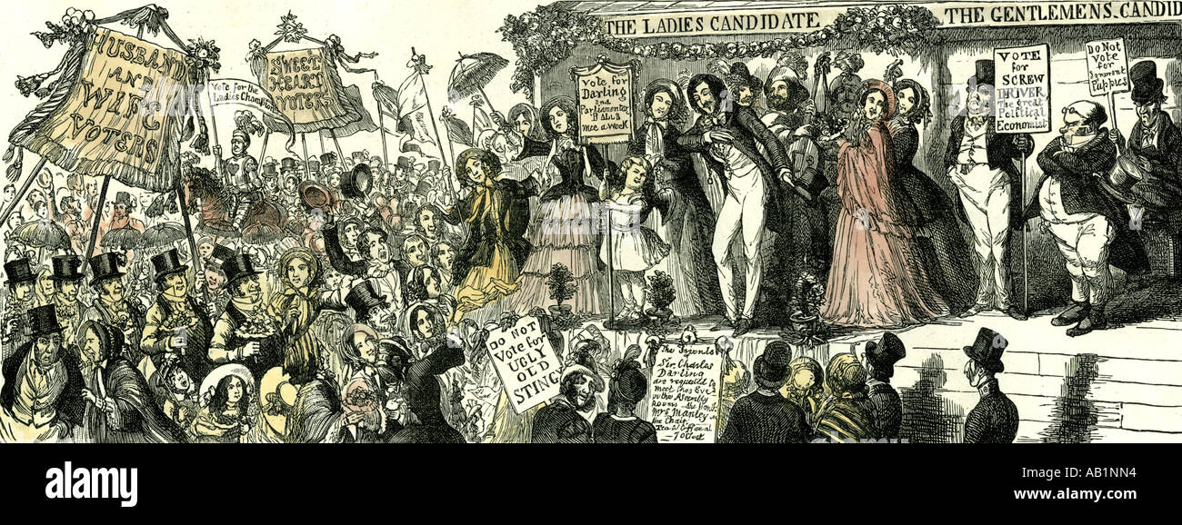 Parlamentswahlen U K 1885 G Cruikshank die Rechte der Frauen Stockfoto