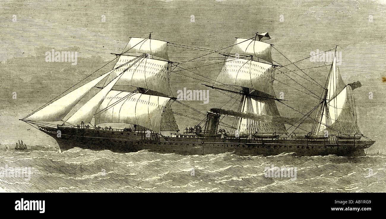 Der Deccan Dampf Schiff U K 1869 von Southampton für die Indianer für die Suez und Calcutta Line UK Stockfoto