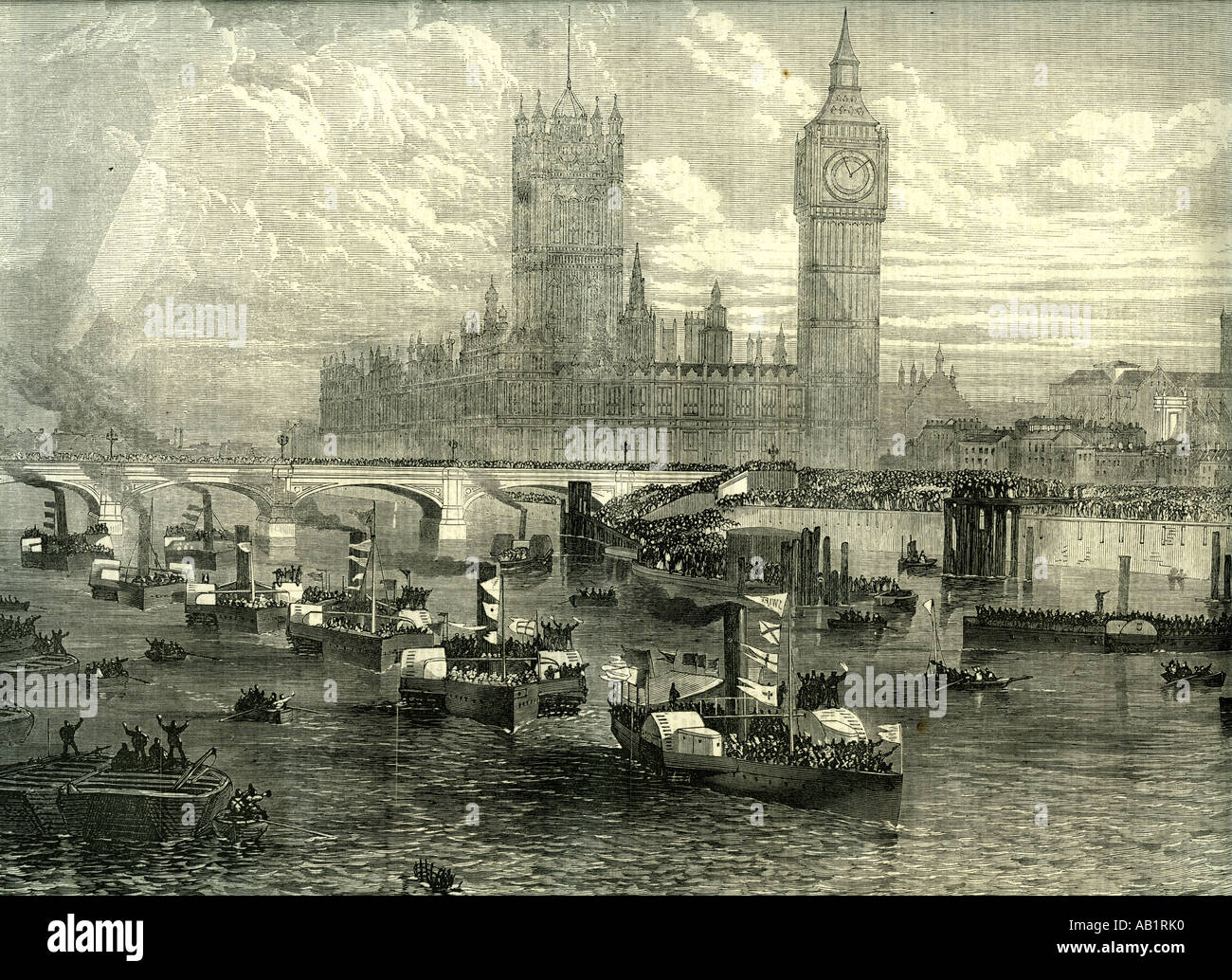 Thames Westminster London 1867 Abreise der Belgier Stockfoto