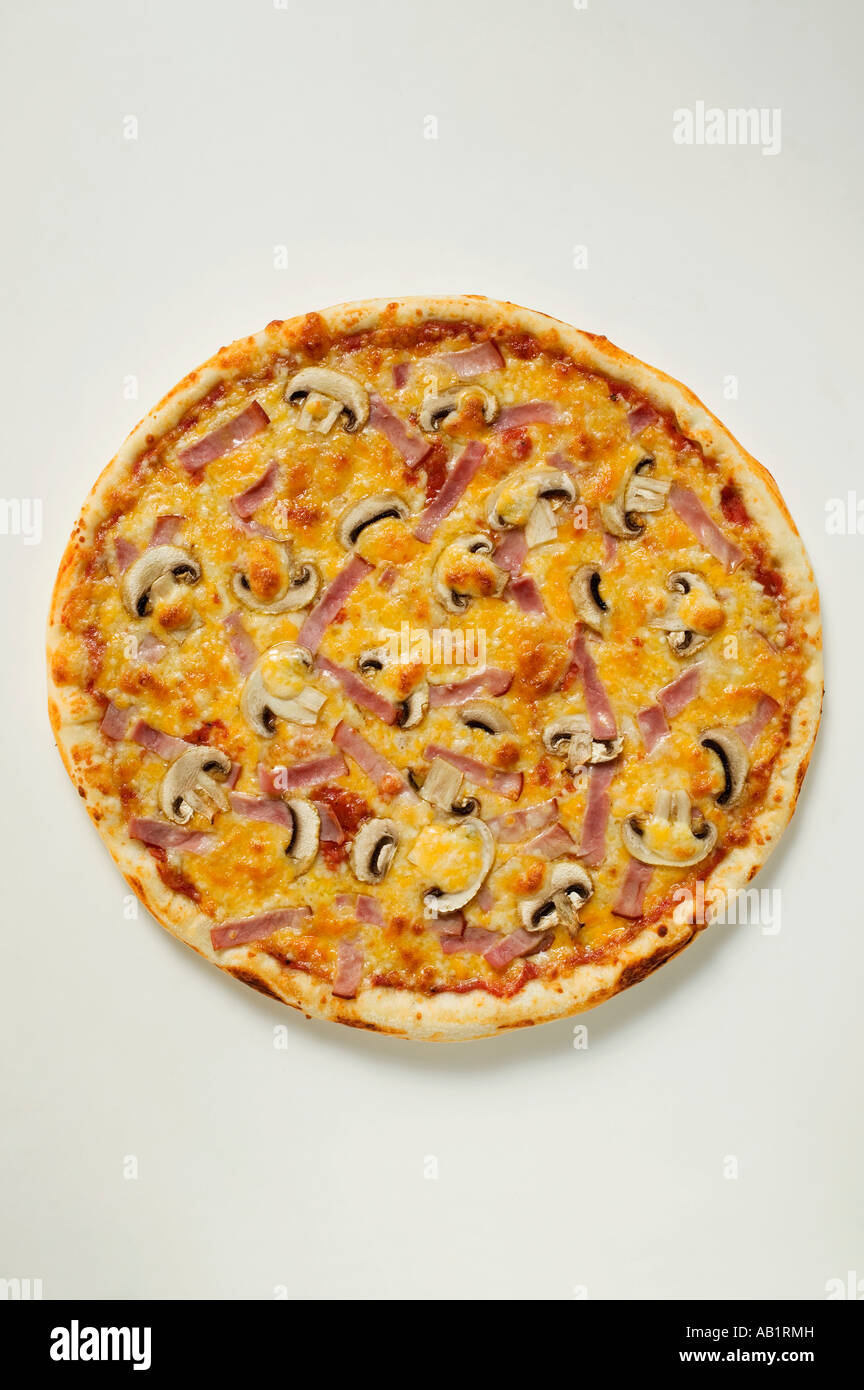 Amerikanische Schinken und Pilze Pizza FoodCollection Stockfoto