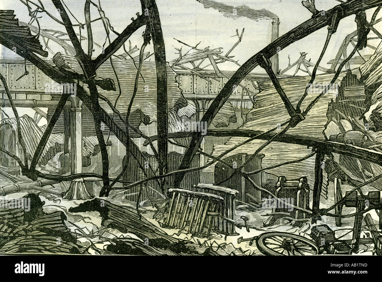 Woolwich Arsenal London 1887 Schäden an der Montage vergossen Auto Stockfoto