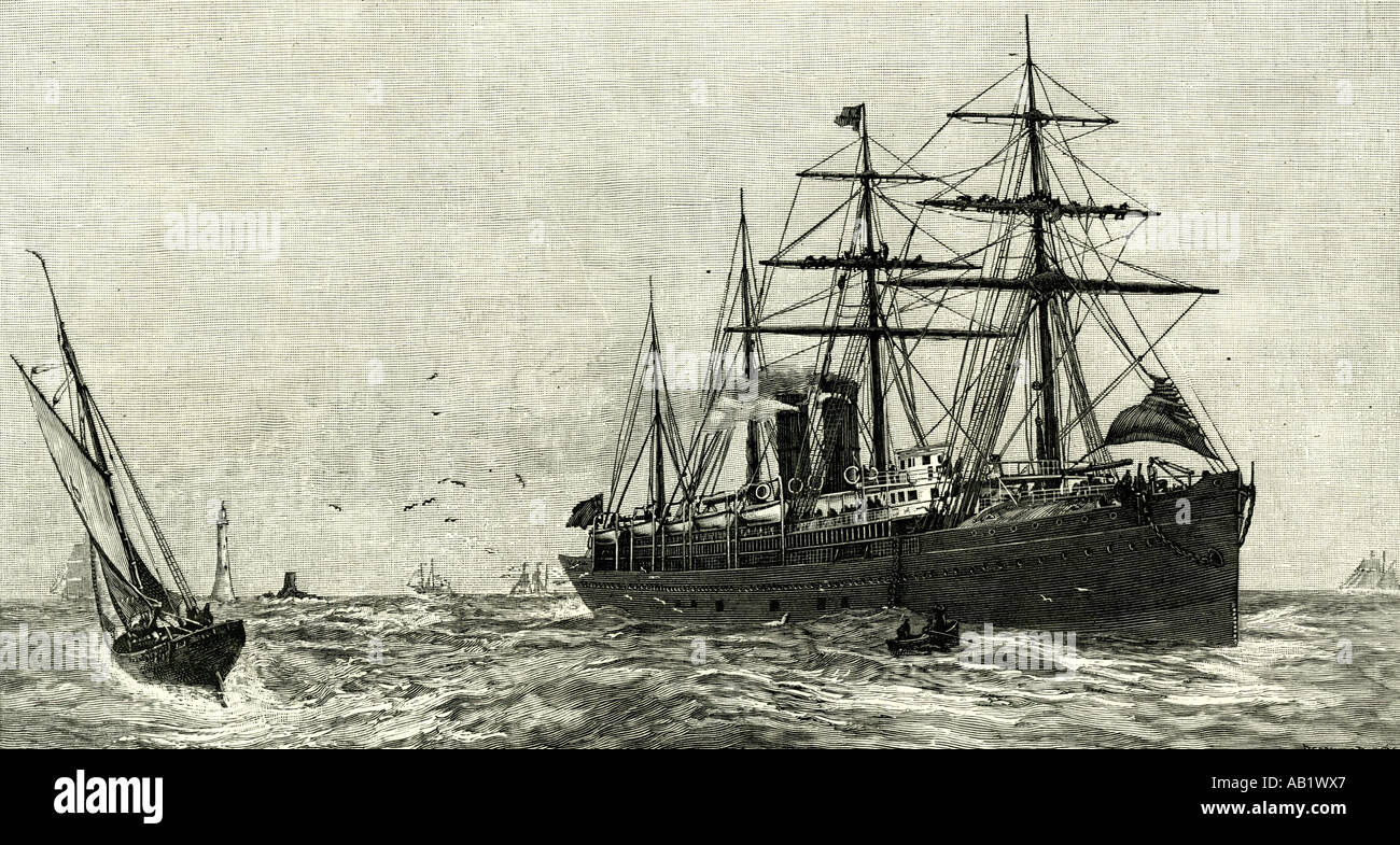 Steam Ship Ormuz Australien nach England 1887 Stockfoto