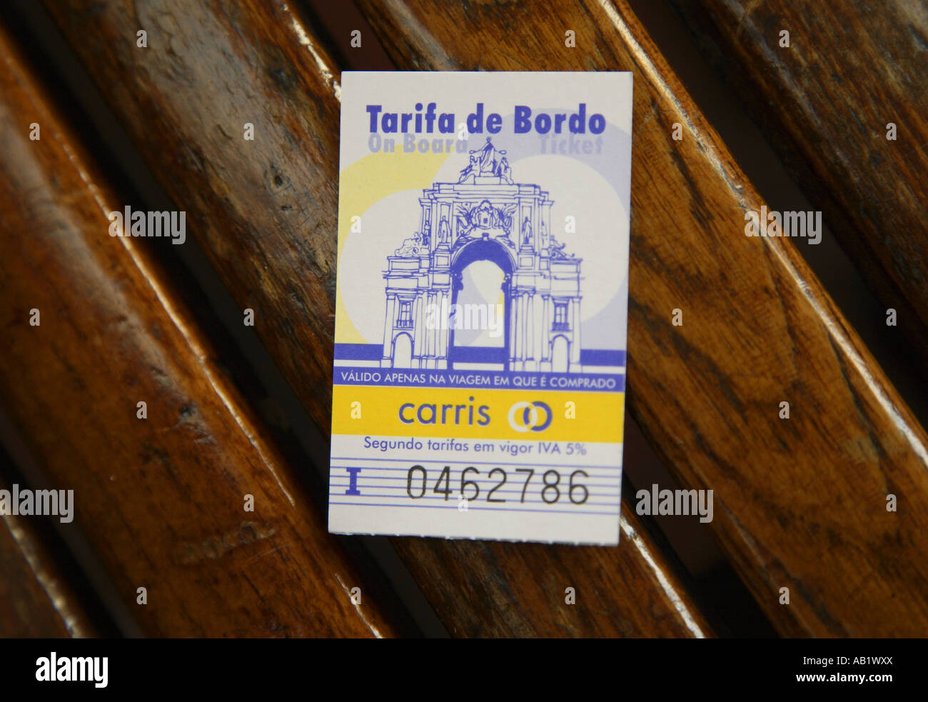 Carris-Tram-Ticket, Lissabon, Portugal Stockfoto