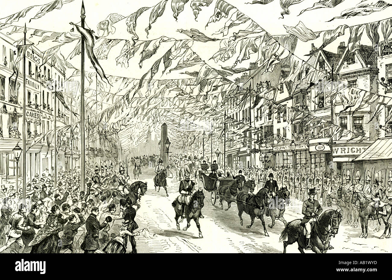 Whitechapel London U K 1887 königliche Prozession in High Street East London Stockfoto
