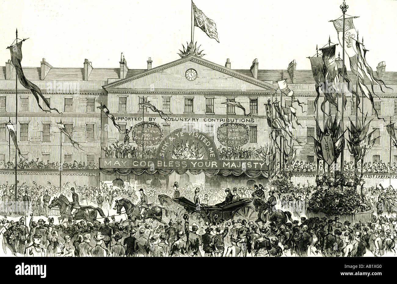 Whitechapel London U K 1887 die königliche Prozession vorbei Stockfoto