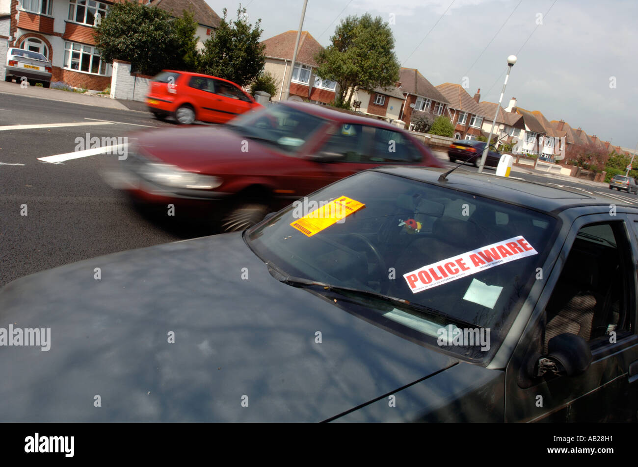 Verlassenes Auto Polizei wissen im Voraus, Großbritannien UK Stockfoto