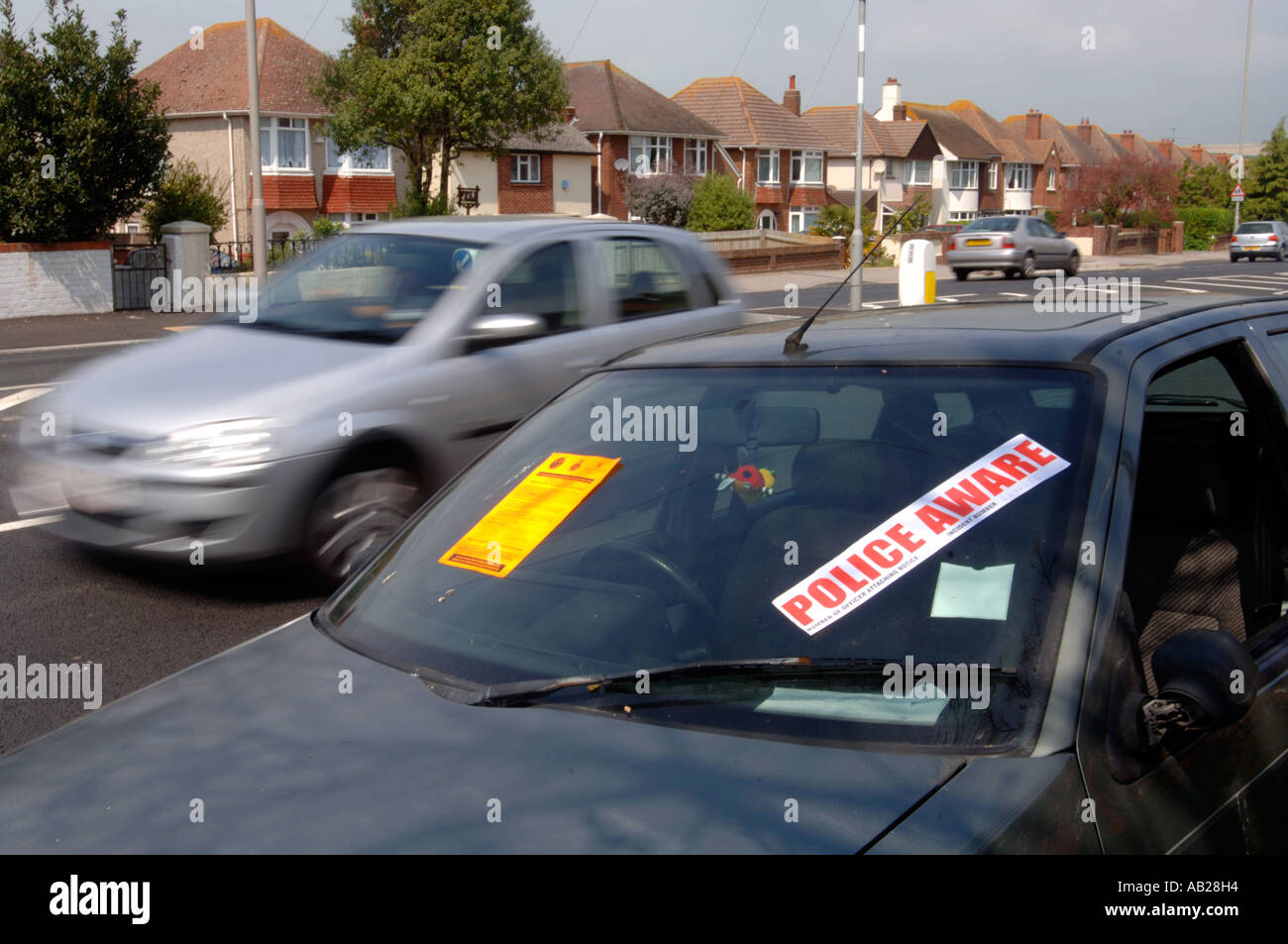 Verlassenes Auto Polizei wissen im Voraus, Großbritannien UK Stockfoto