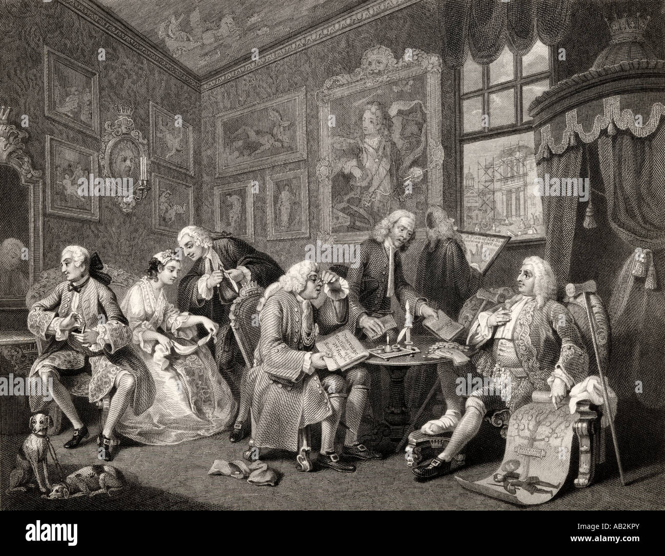 Heirat a la Mode. Vertrag. Aus dem Original von Hogarth. Stockfoto