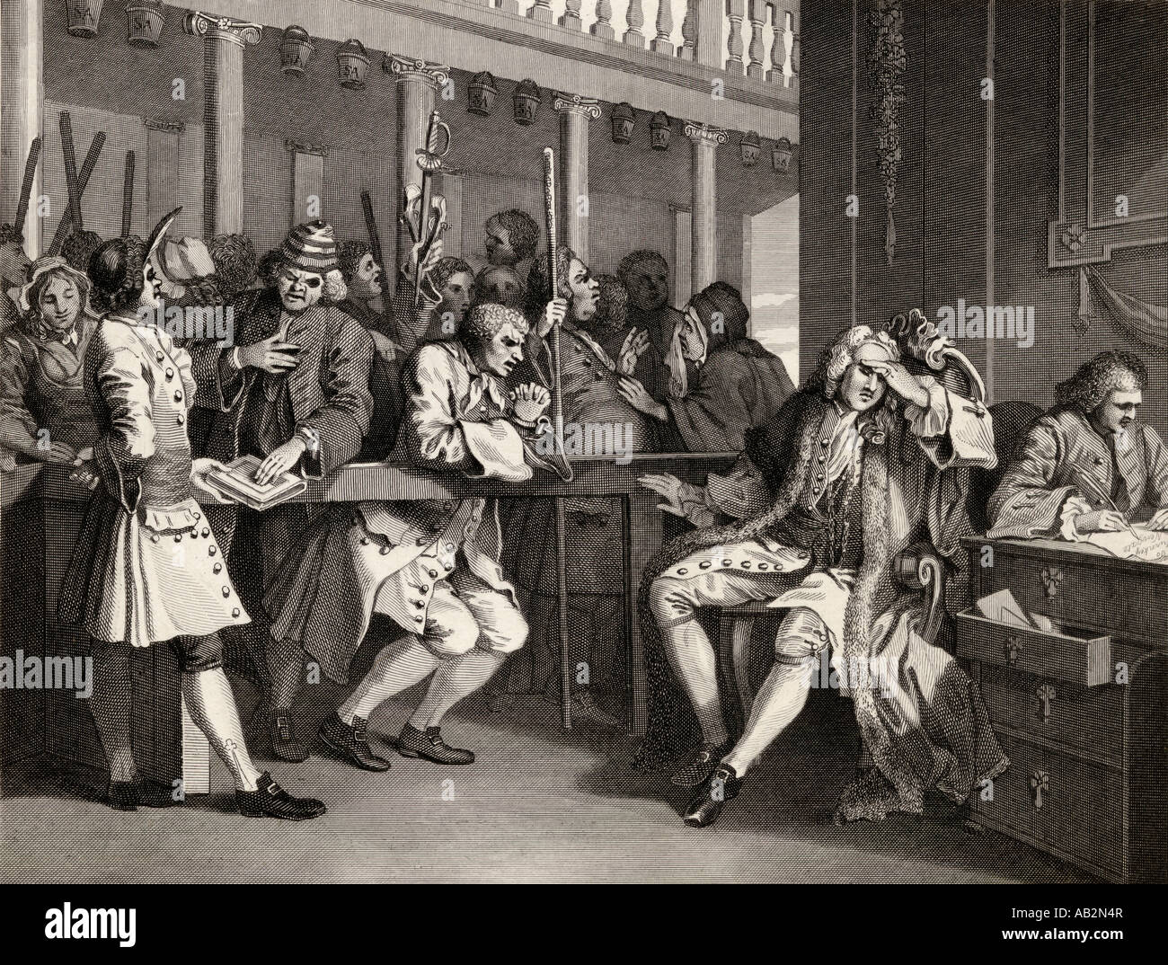 Industrie und Müßiggang. Der fleißige prentice-Ratsherrn von London, von Hogarth. Stockfoto