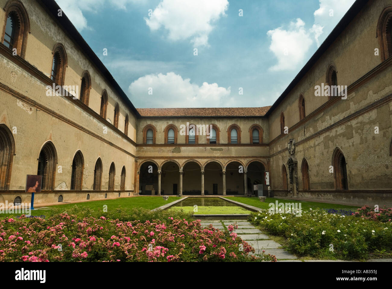 Garten im herzoglichen Hof Castello Sforzesco, Milan. Stockfoto