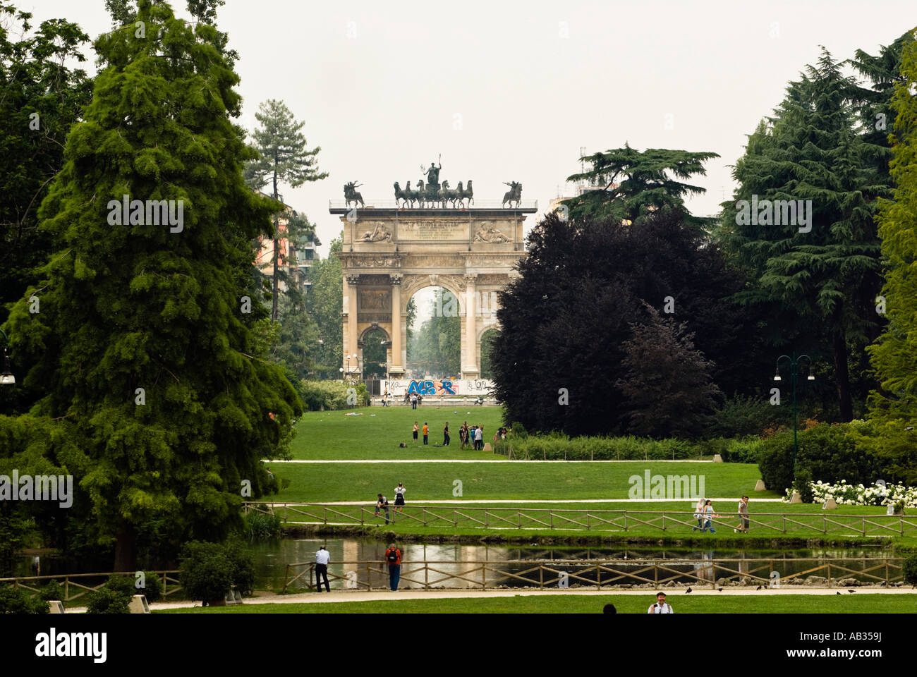 Arco della Pace - Napoleon III s Triumphal Bogen Parco Sempione Mailand. Entworfen von Luigi Cagnola Stockfoto