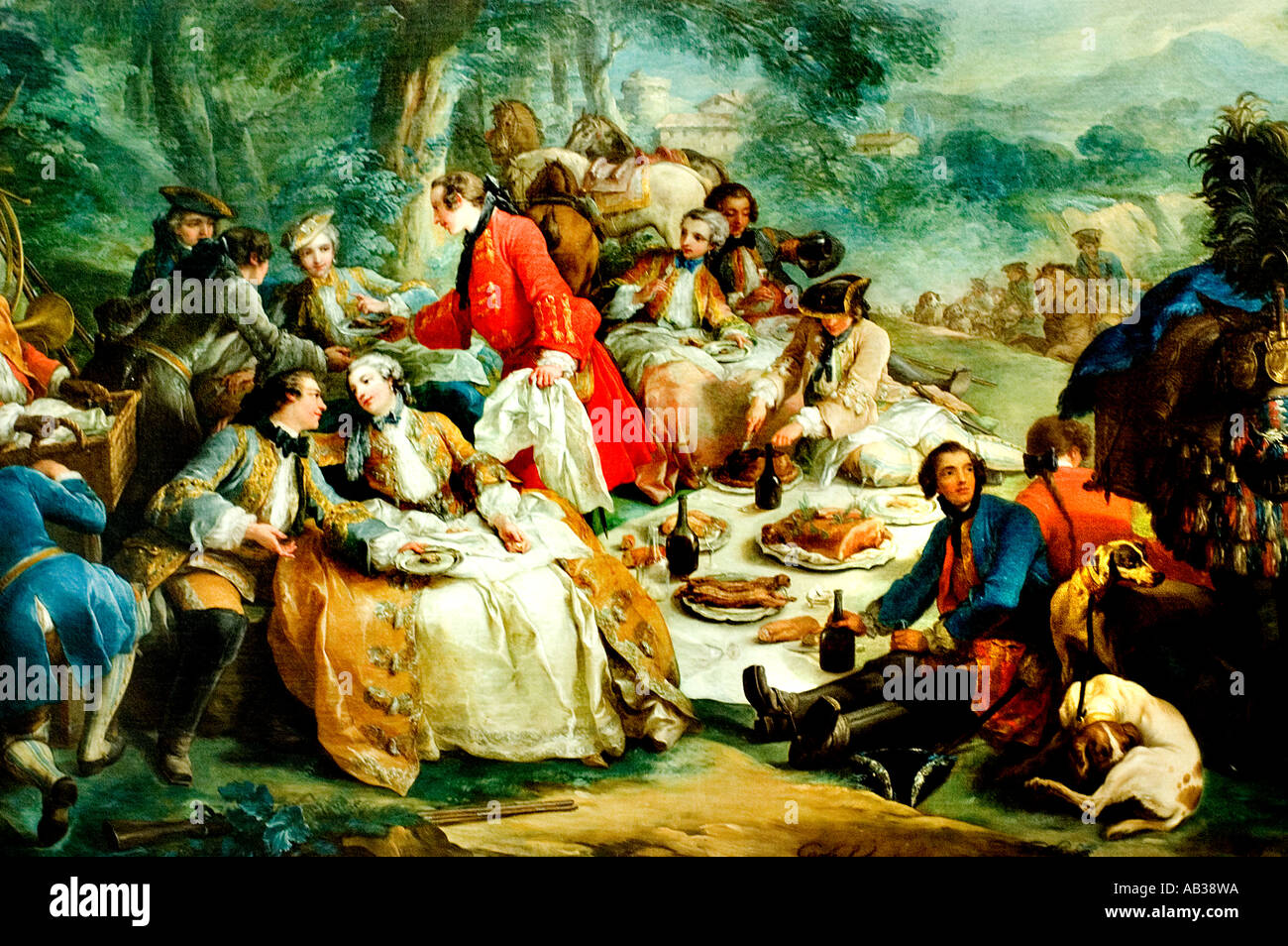 Von Charles André van Loo - Carle van Loo 1705 -1765 Frankreich Französische Jagdparty Stockfoto