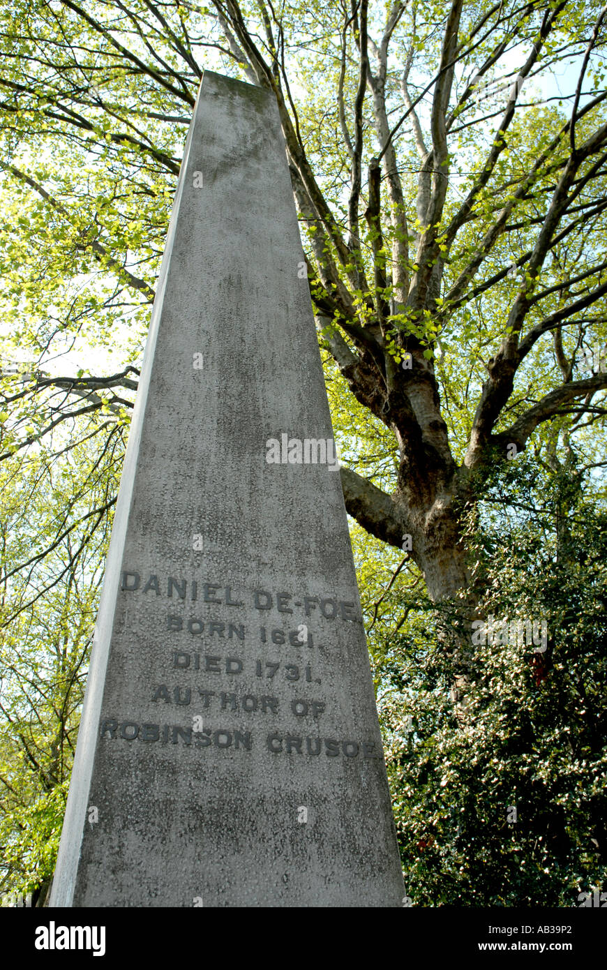 Daniel Defoe Grabstein in Bunhill Felder Friedhof London Borough of Islington Stockfoto