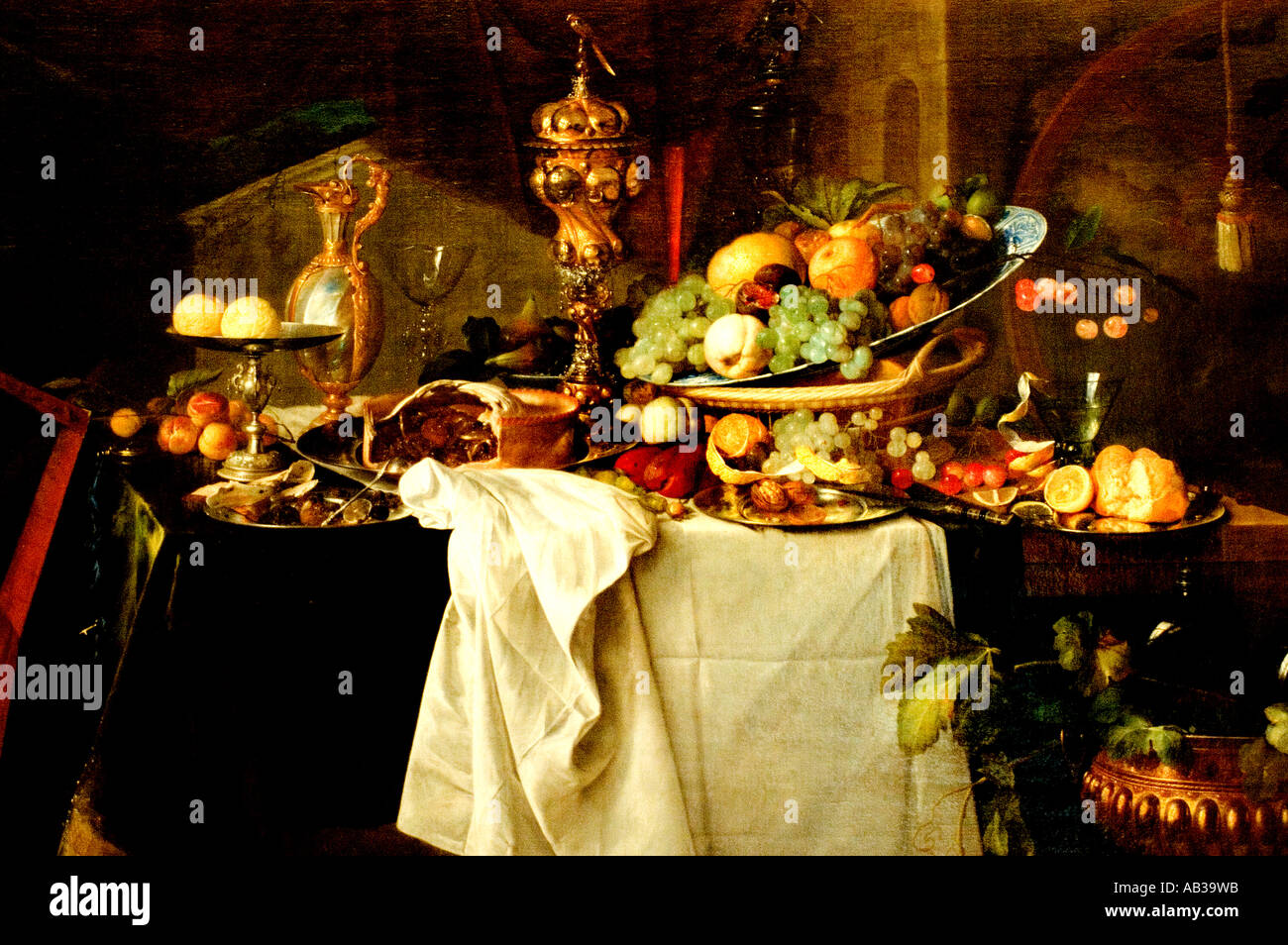 Jan Davidsz de Heem Früchte auf einen reichen Tisch Stillleben Stockfoto