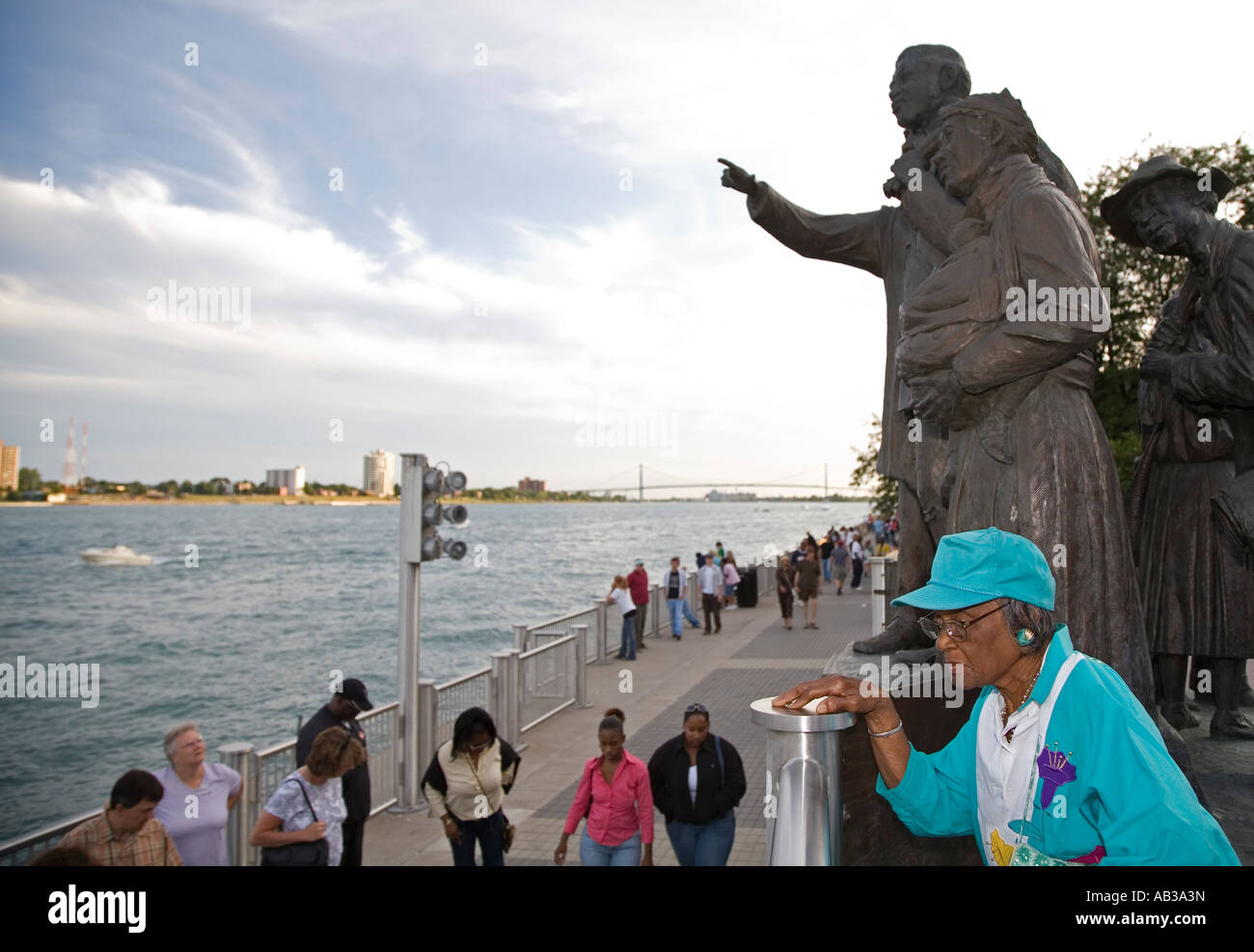 Underground Railroad Denkmal am Detroit River Stockfoto