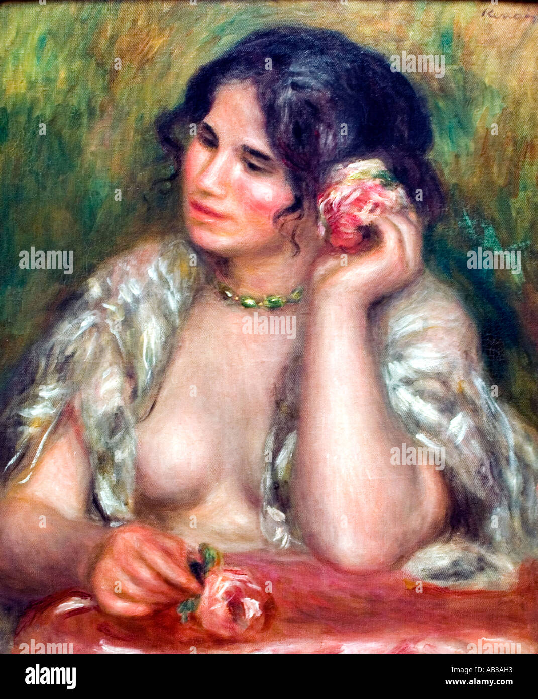 Gabrielle mit einem Rose 1911 Pierre Auguste Renoir 1841-1919 Französisch impressionistischen Frankreich Stockfoto