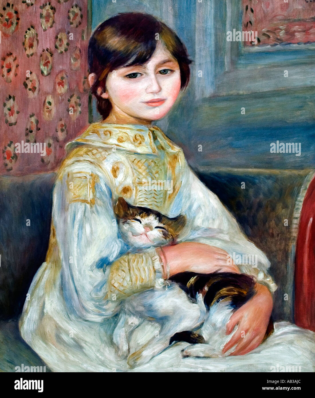 Kind mit Katze Julie Manet 1887 Pierre Auguste Renoir 1841-1919 Französisch impressionistischen Frankreich Stockfoto