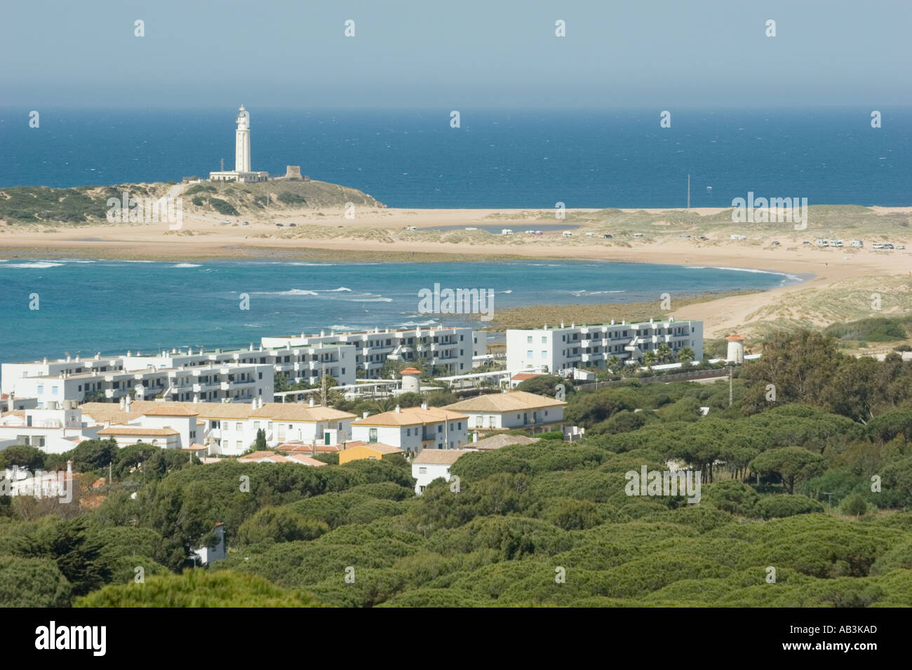 Los Caños de Meca und Cabo Trafalgar Leuchtturm Provinz Cadiz Spanien Stockfoto