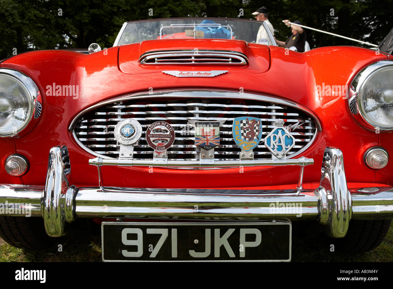 rot Austin Healey Sportwagen Oldtimer show Tatton Park Cheshire England uk Stockfoto