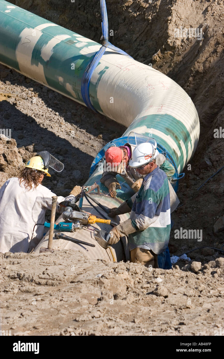 Grand Rapids Michigan Arbeiter bauen eine Erdgas-Pipeline für DTE Energy Stockfoto