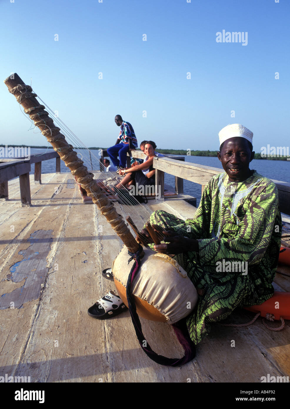 Kora-Musiker auf touristische Reise in The Gambia Westafrika Stockfoto