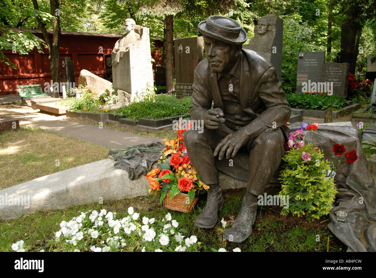 Grab von Zirkusclown Yuri Nikulin, Nowodewitschi-Friedhof, Moskau Stockfoto