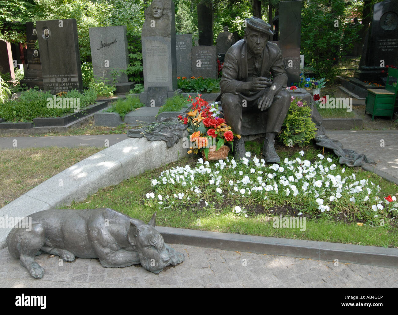 Grab von Zirkusclown Yuri Nikulin, Nowodewitschi-Friedhof, Moskau Stockfoto