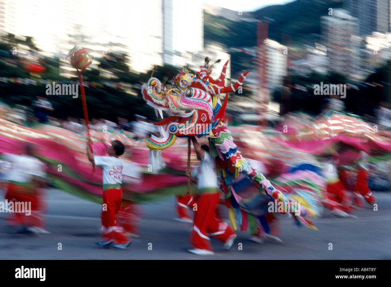 Hong Kong, Danza Del Dragon Stockfoto