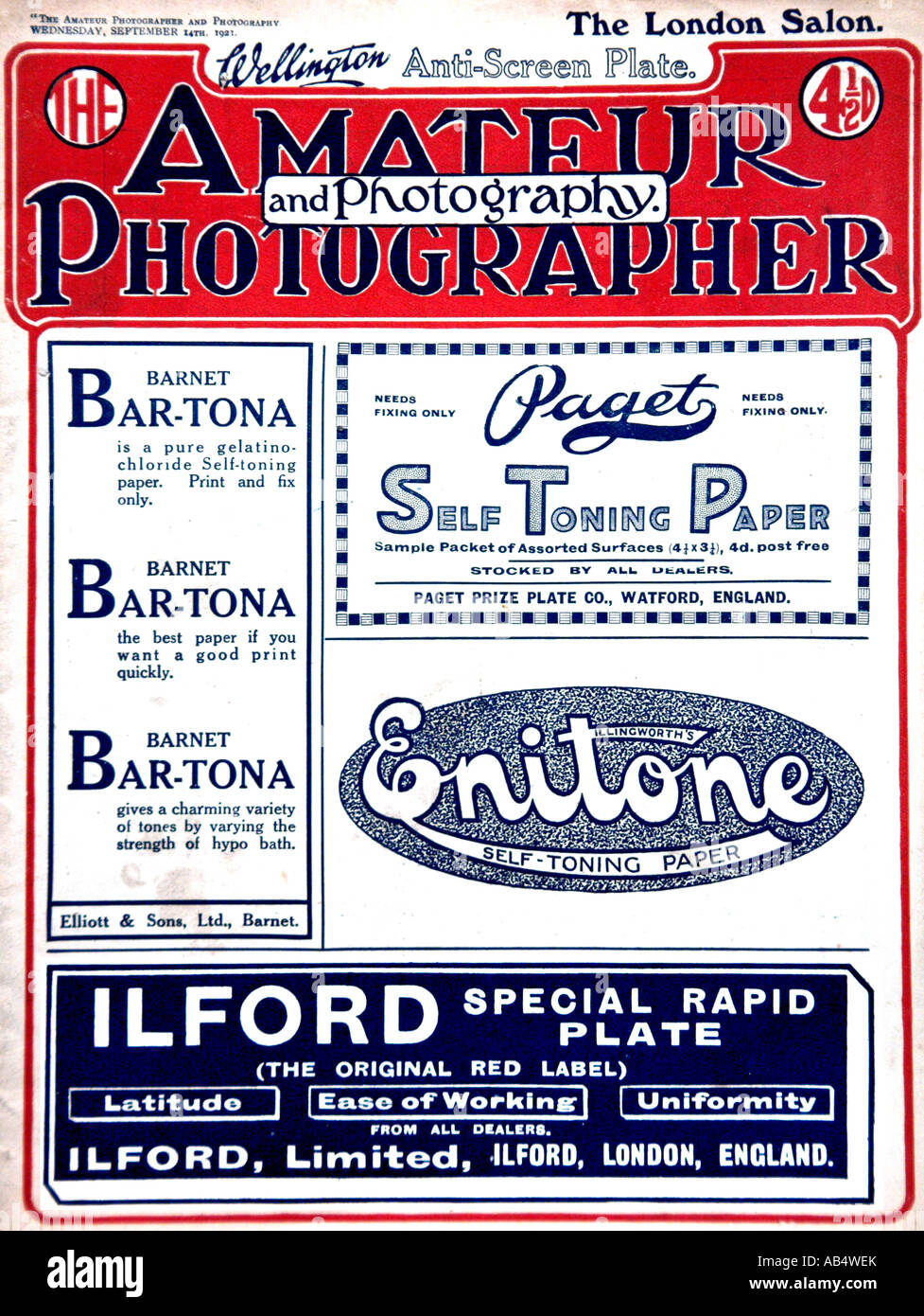 Amateur-Fotografen und Fotografie-Magazin 14. September 1921 nur zu redaktionellen Zwecken Stockfoto