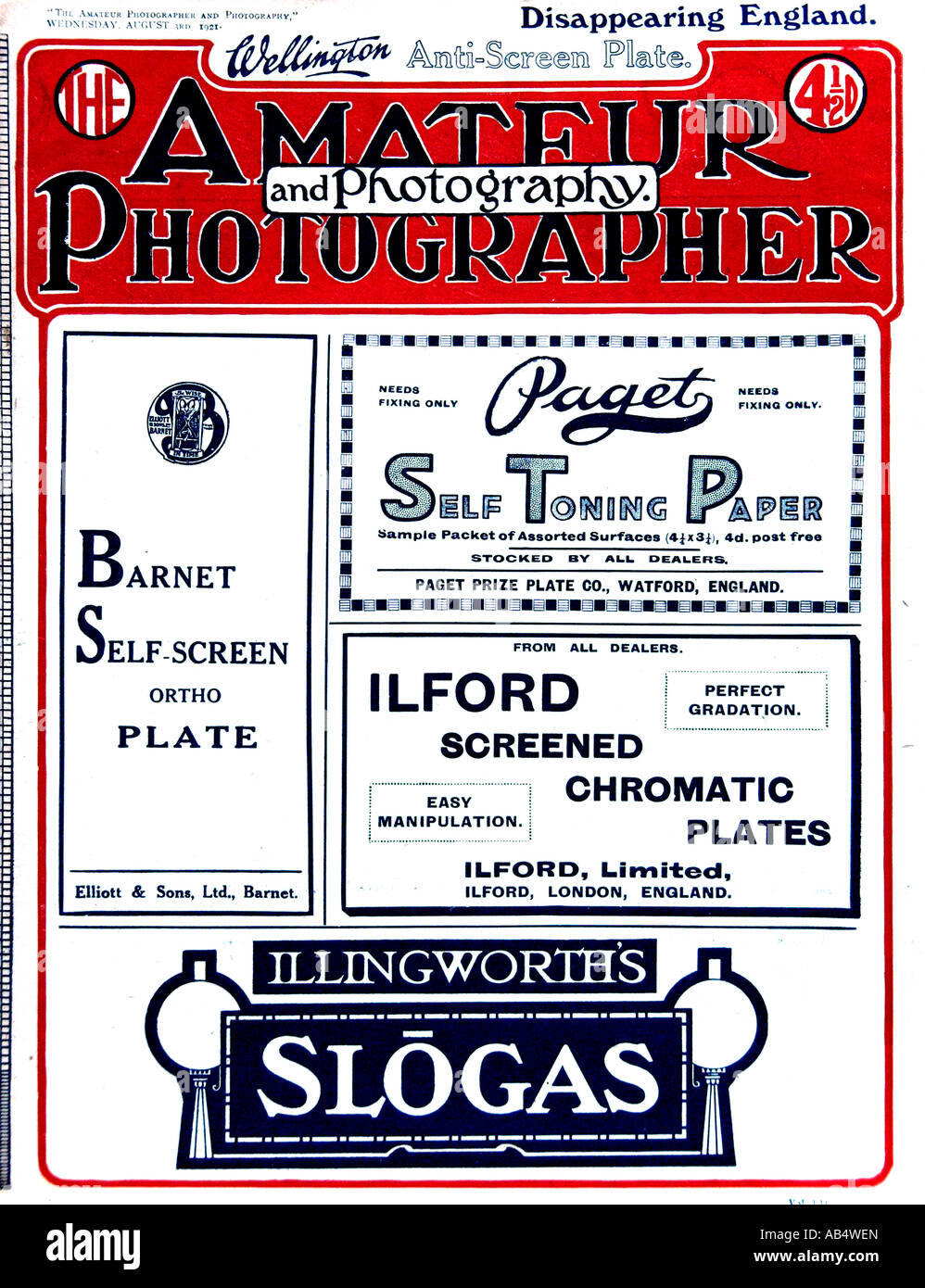 Amateur-Fotografen und Fotografie-Magazin 3. August 1921 nur zu redaktionellen Zwecken Stockfoto