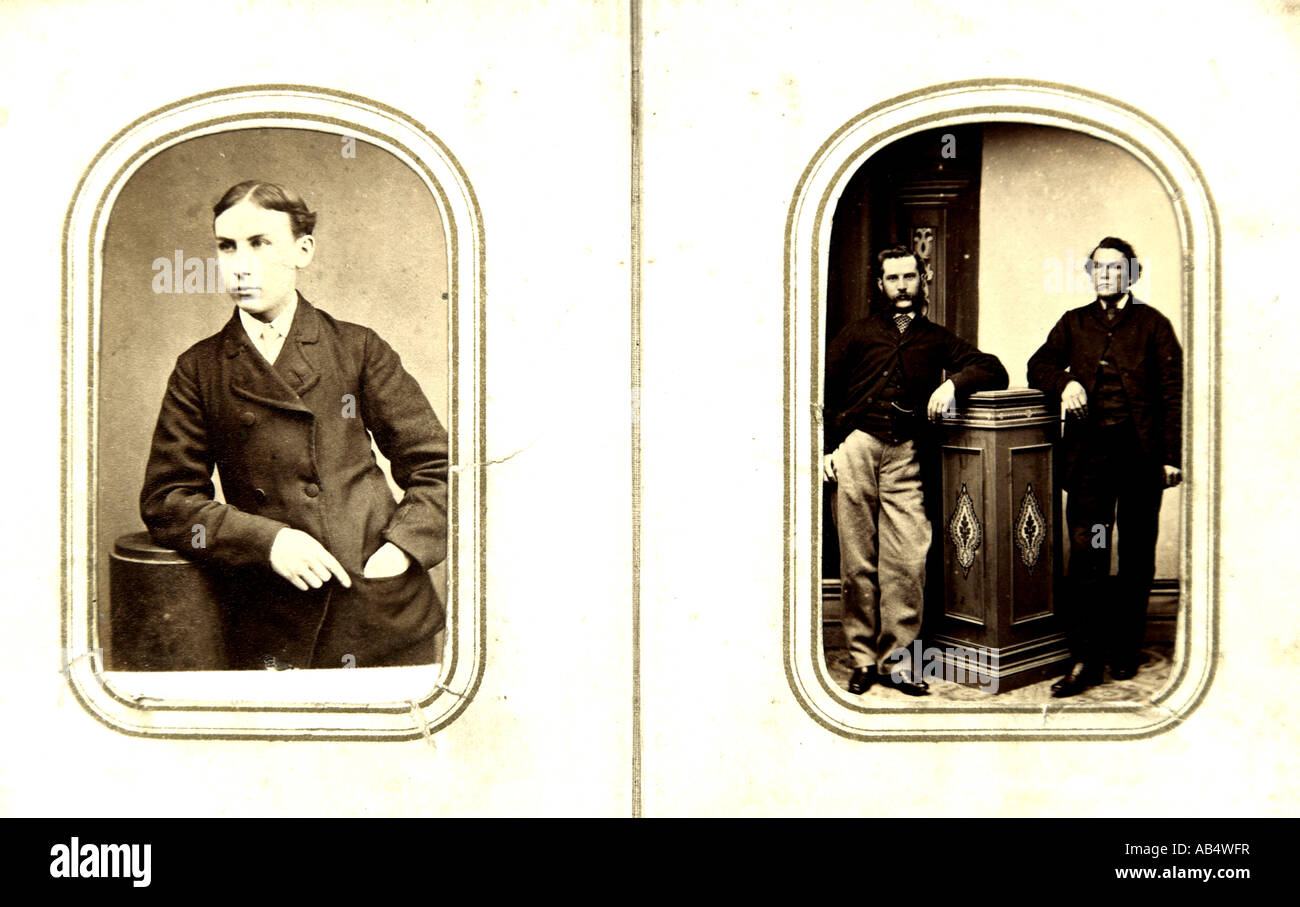 Viktorianische Fotografieren von Familienmitgliedern in einem viktorianischen Familienalbum Stockfoto