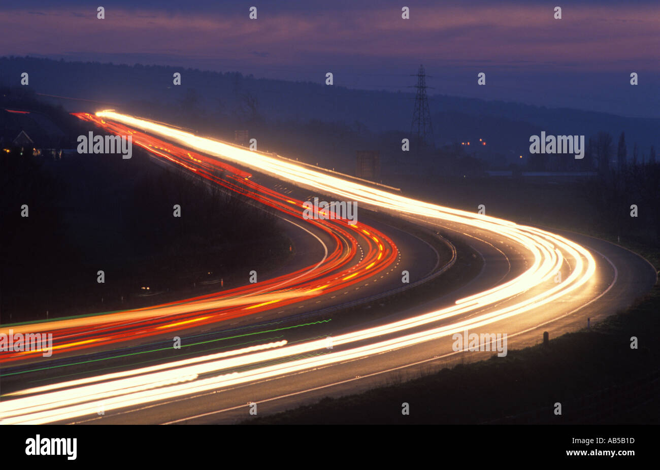 Autobahn bei Nacht Avonmouth England UK Stockfoto