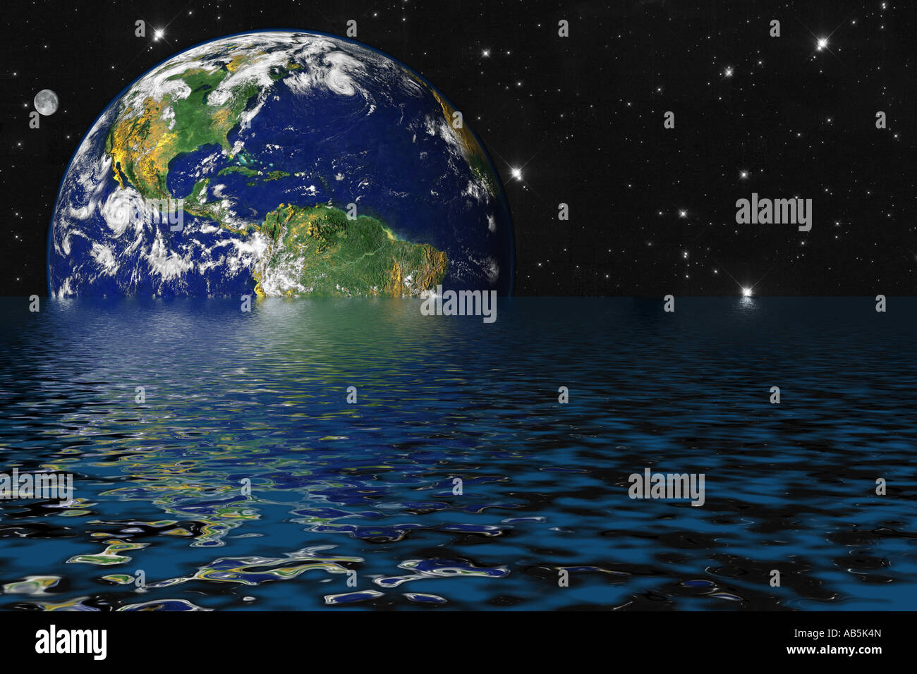 Ertrinken Erde aufgrund der Erderwärmung und Treibhauseffekt Stockfoto