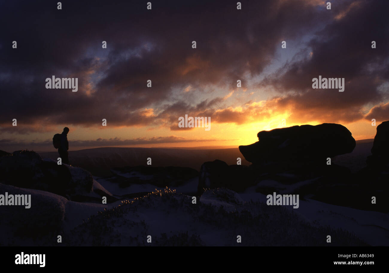 Sonnenuntergang auf Klingeln Roger Kinder Scout Derbyshire Stockfoto