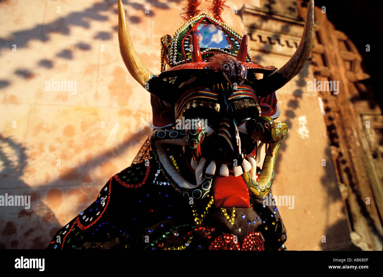 Los pastoralen Teufel Maske in Erongaricuaro Mexiko Stockfoto