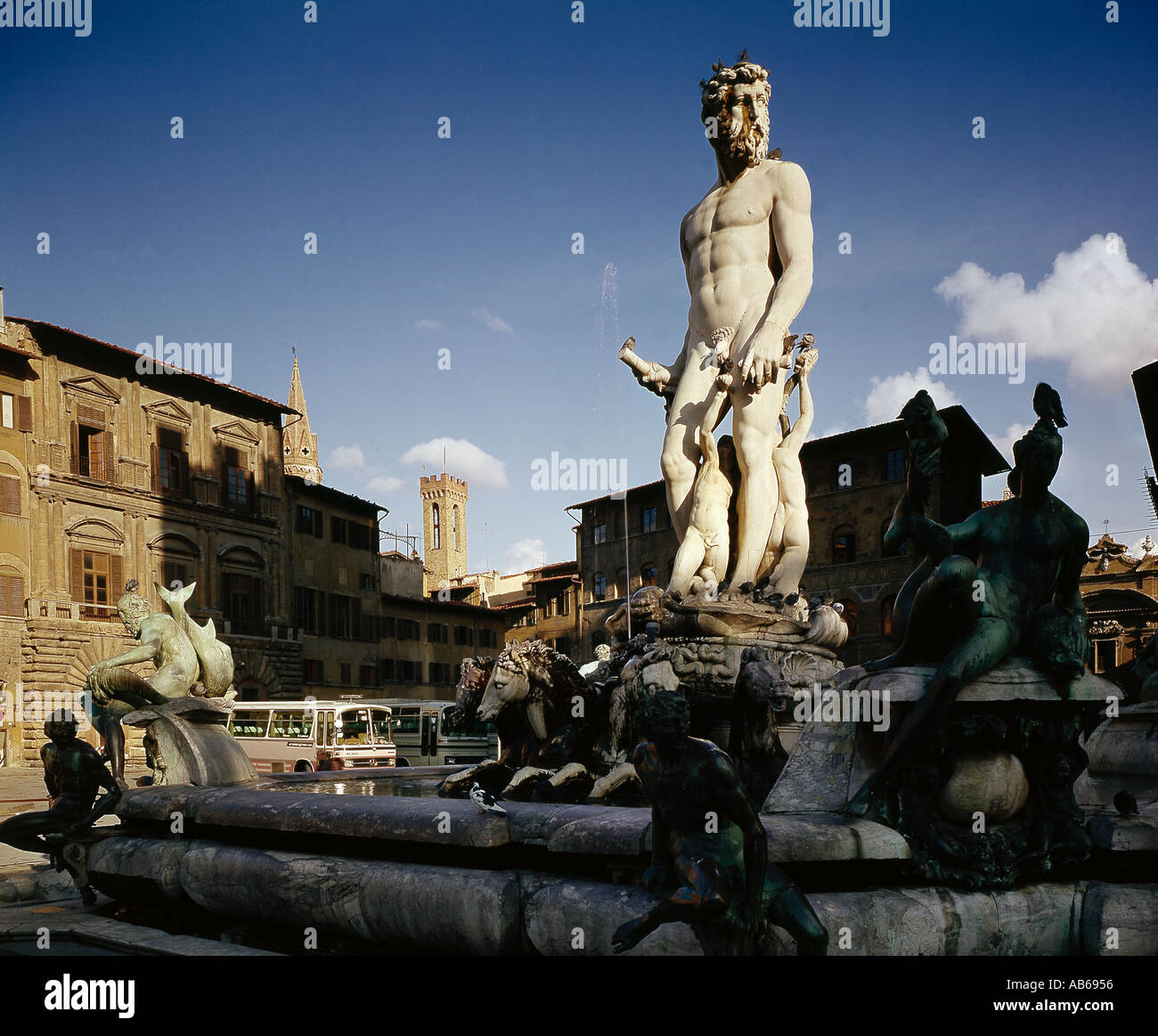 antike Statue des Neptun in die Altstadt von Florenz Italien Stockfoto