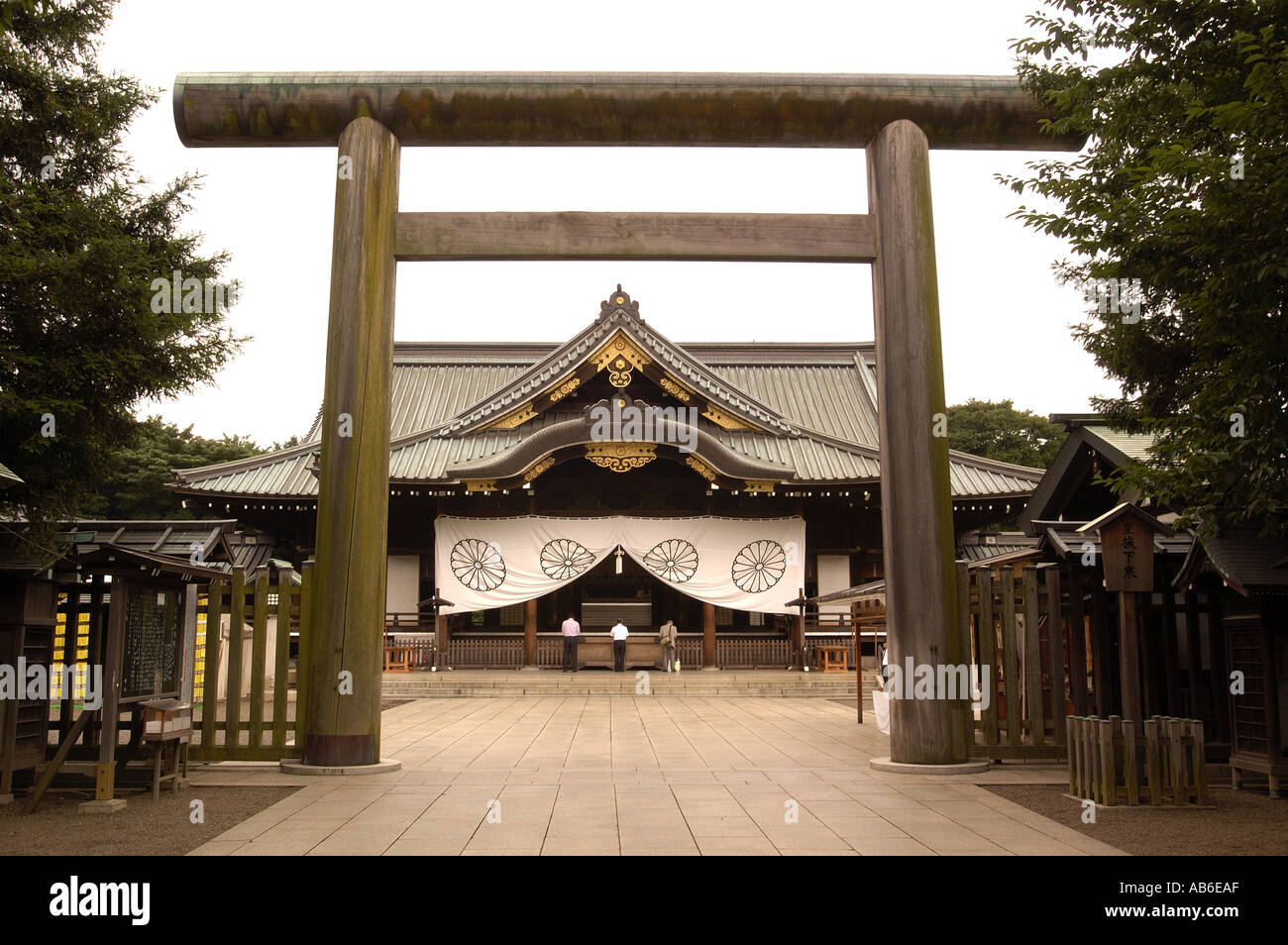 Entrance Tori gate to  Yasukuni Shrine in Tokyo Japan Stockfoto
