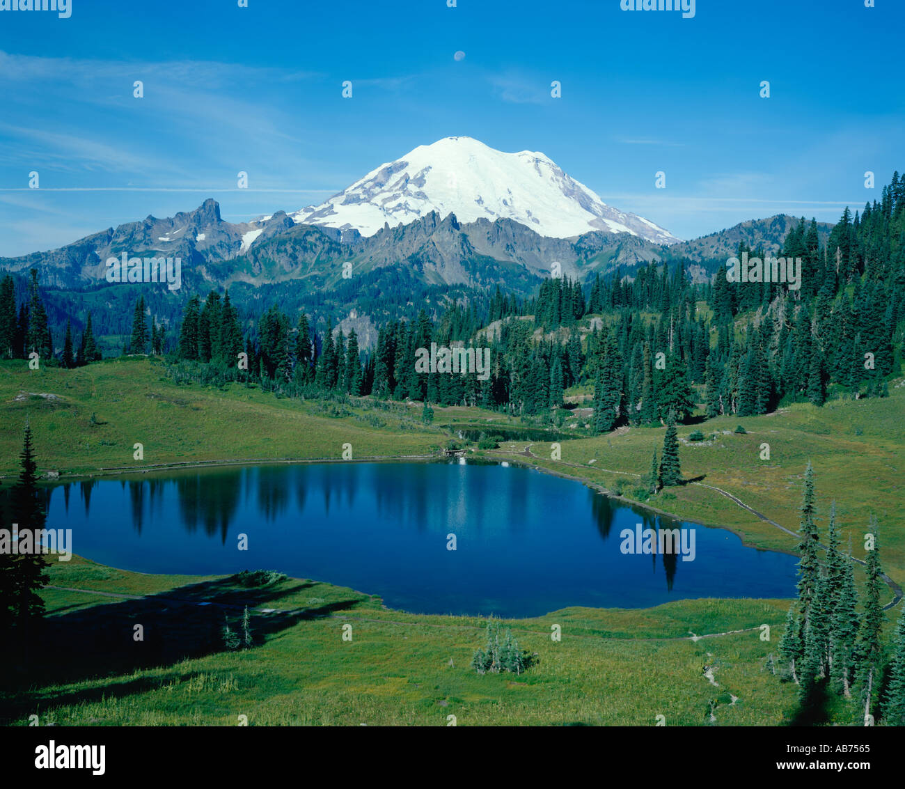 Mount Rainier in Mt Rainier National Park Washington State USA Tipsoo Lake Stockfoto