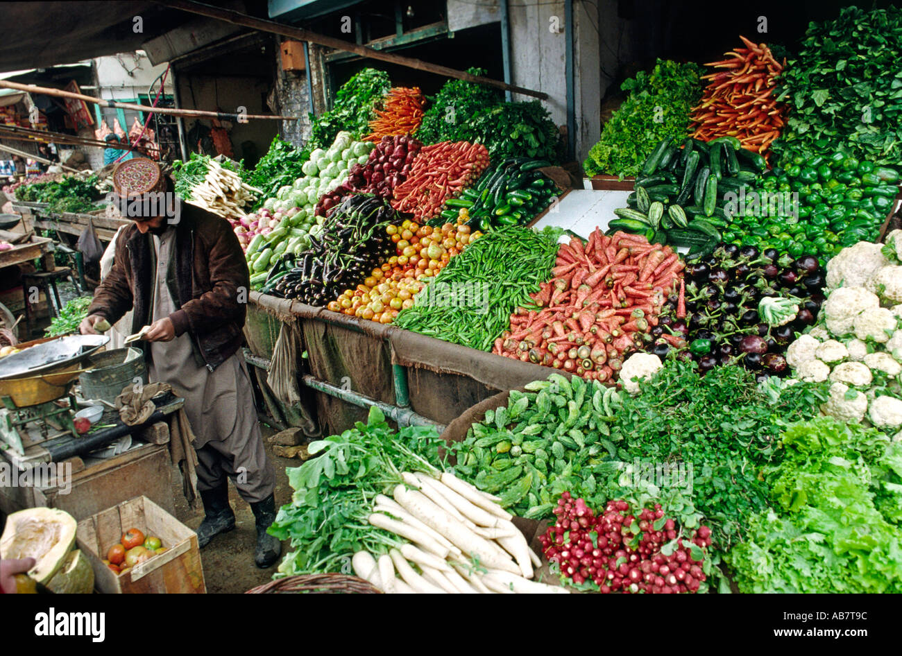 Pakistan Baluchistan Quetta gut sortierten Gemüse stall Stockfoto